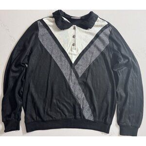 Vintage Alfred Dunner USA Made Size 1X Black & White Collared Sweater Plus Size
